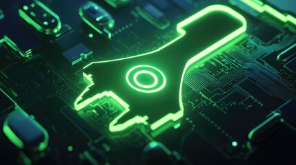 Futuristic Tool on Circuit Board Background