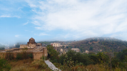 Fototapeta premium Misty morning over an ancient temple