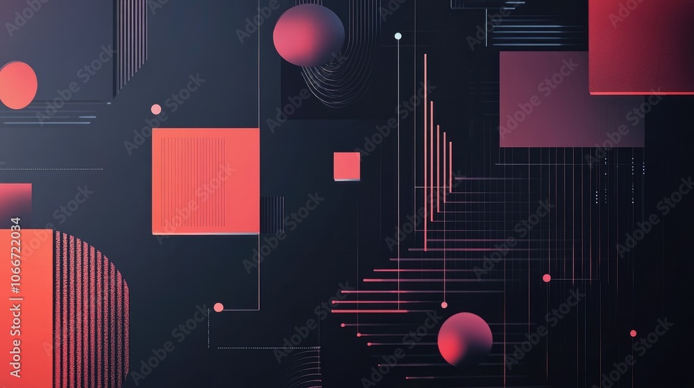 Poster abstract geometry with red and black color scheme