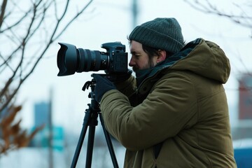 A person capturing a moment with a camera