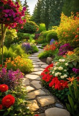 exquisite backyard designs showcasing colorful plant arrangements surrounded lush greenery inviting outdoor features, garden, landscape, plants, flowers