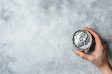 Minimalist Photography of an Aluminum Can on Textured Surface for Modern Design Concepts