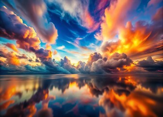 Stunning Abstract Cloudscape with Tilt-Shift Photography Techniques - Ethereal Clouds, Dreamy Skies, Vibrant Colors, and Unique Perspectives in Atmospheric Art