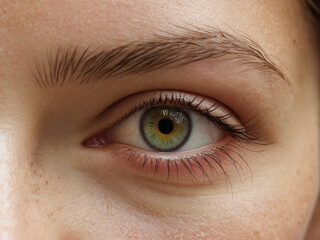 Fototapeta premium Close-up eye freckles woman. Subtle Charm