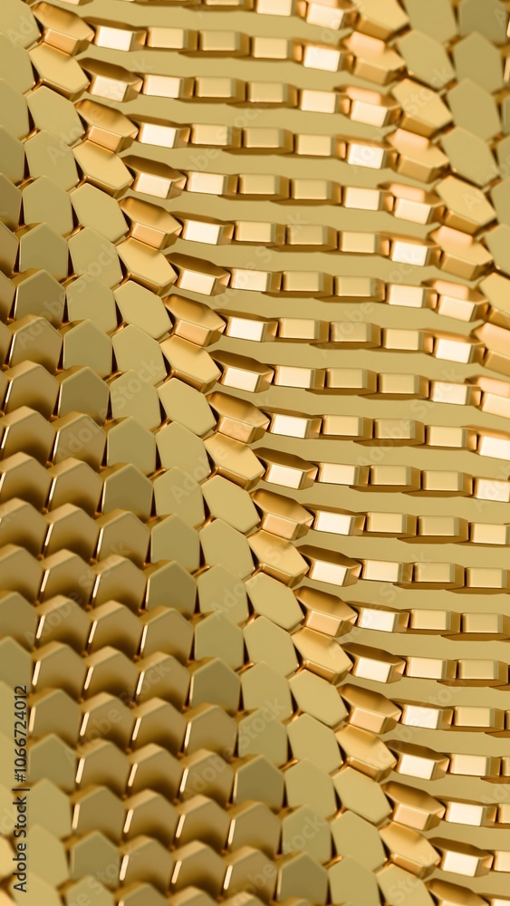 Aufkleber Abstract 3D Hexagonal Gold Pattern with Reflective Texture
