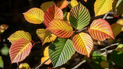 Obraz premium Colorful Autumn Leaves in Natural Light