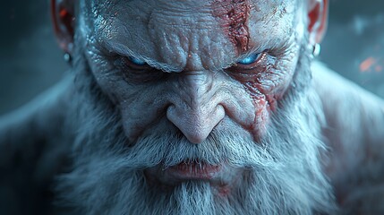 Obraz premium Intense character portrayal captures the essence of strength and resilience in digital art