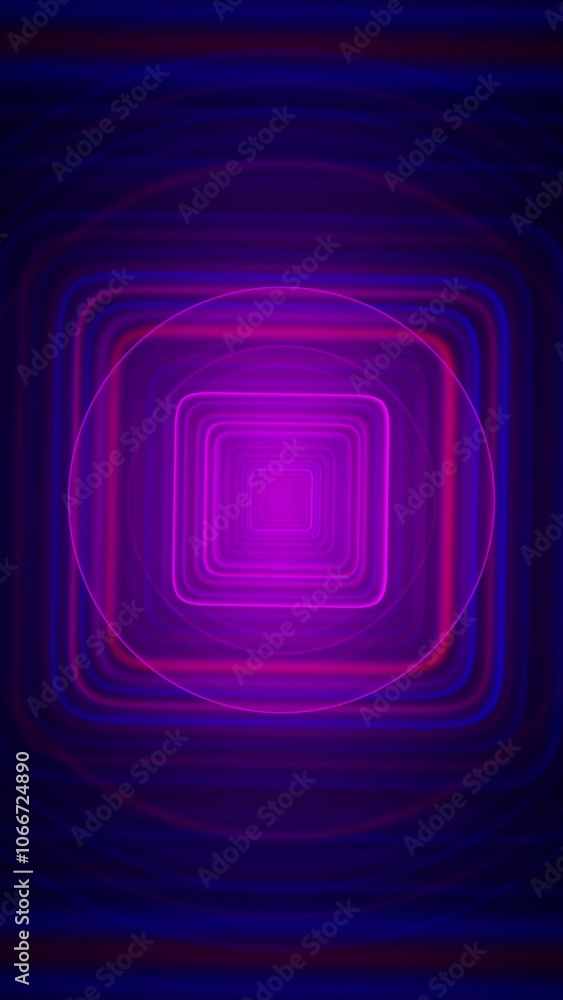 Poster abstract neon vortex with geometric concentric shapes