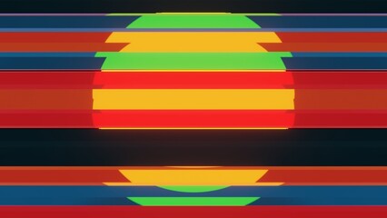 Geometric Abstract Sunset with Colorful Horizontal Stripes