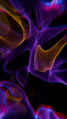 Obraz premium Abstract Smoke-like Neon Light Trails in Dark Background