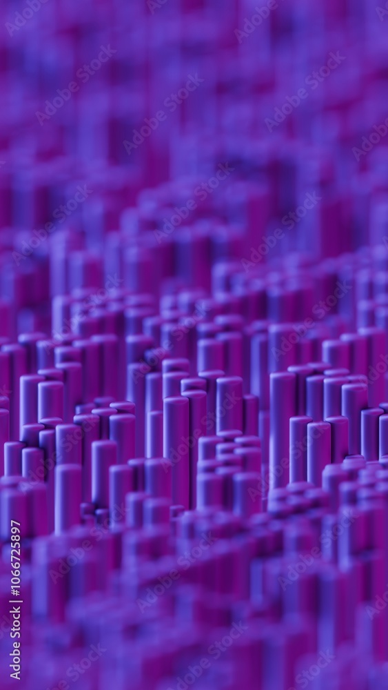Poster abstract 3d landscape with purple hexagonal columns