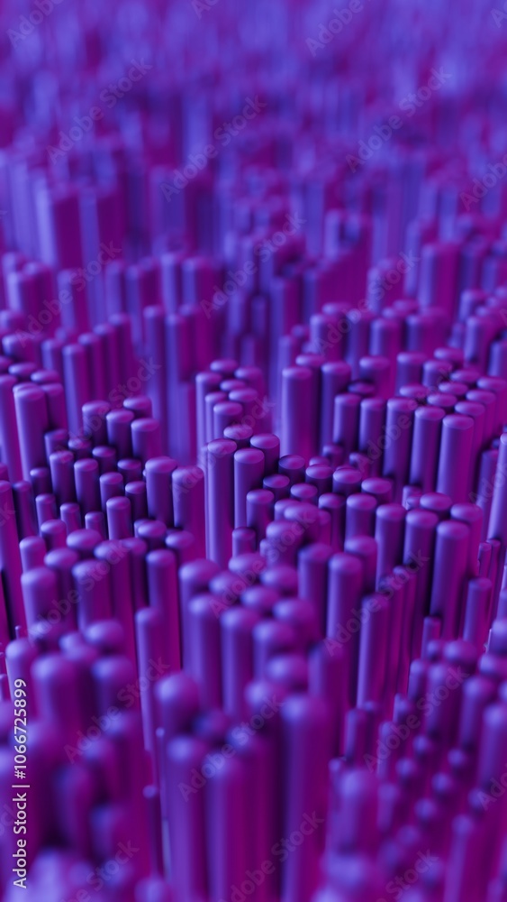 Poster abstract 3d landscape with purple hexagonal columns