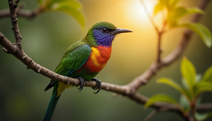Obraz premium Vibrant Tropical Bird Perched on a Branch