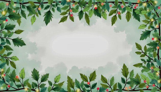 Leafy Ostrolist border design with empty copy space on pastel background for invitations and greetings
