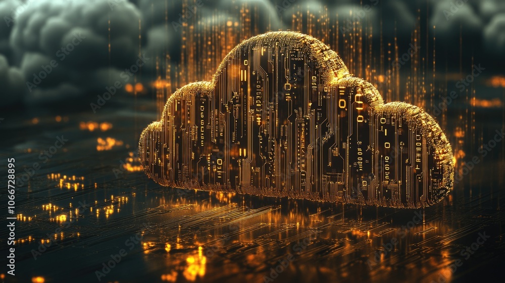 Aufkleber digital cloud technology with data streams
