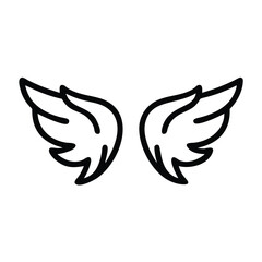 Outline Icon of Angel Wings Illustration, Simple black and white outline of a pair of angel wings, featuring a minimalist design ideal for religious or fantasy themes.
