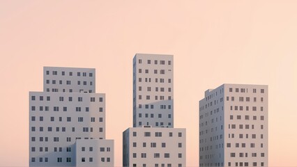 Fototapeta premium Generative AI, Minimalist Modern Architecture Against Pastel Sky