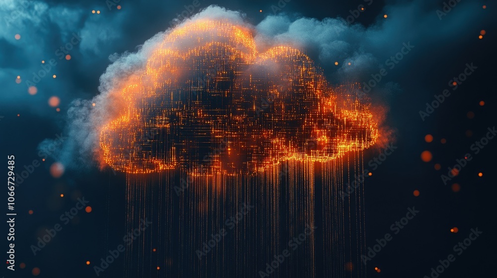 Aufkleber digital cloud with glowing data streams