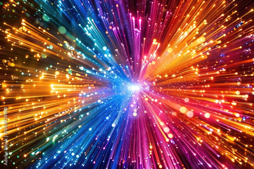 Aufkleber a vibrant multicolored background with a burst of light, suitable for use in designs and projects re