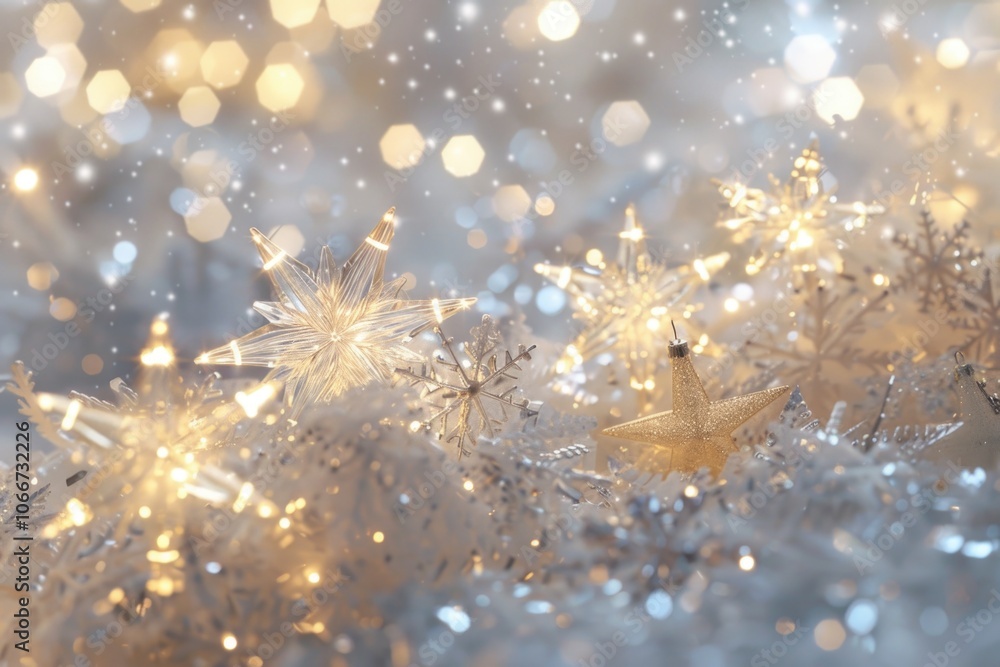 Poster detailed view of individual snowflakes with unique patterns and shapes