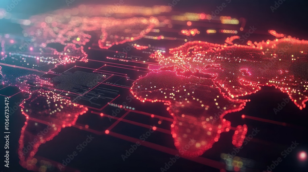 Poster digital world map with gigapixel scale visualization