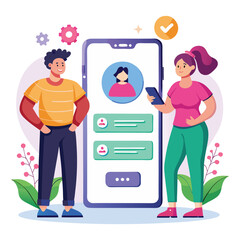 digital illustration featuring two people standing