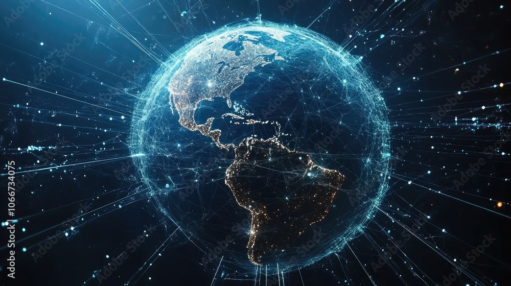 Poster digital globe with network connections