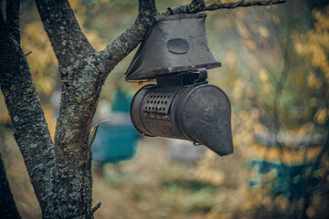 beekeeping in autumn in the village