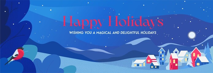 Winter horizontal banner with lettering