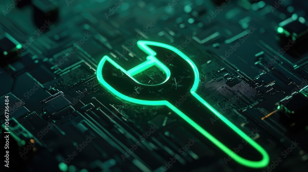 Poster digital tool icon on circuit board background