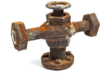An old rusted pipe with a nut on top, suitable for industrial or construction themed images