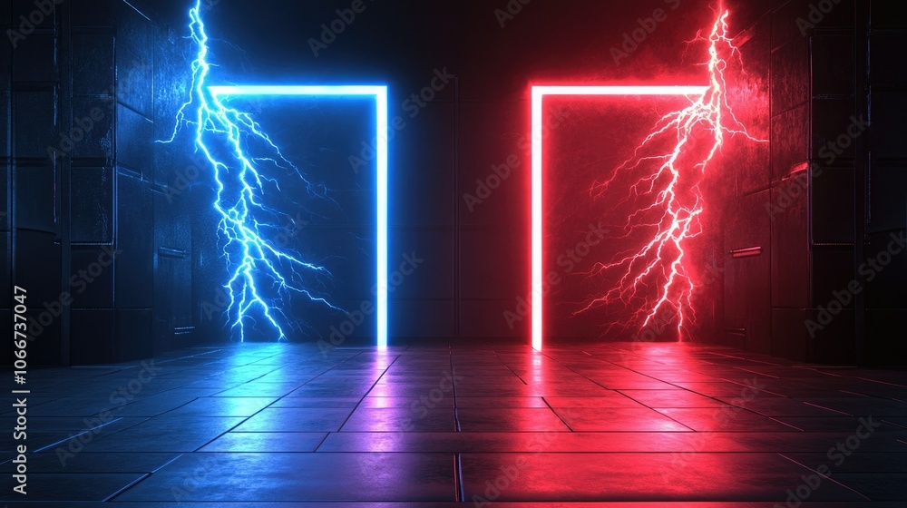 Poster energetic portal with dynamic lightning effects