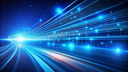 Super Light Digital Speed Lines on Blue Technology Background - Connection Concept Illustration for Digital Innovation and Network Design