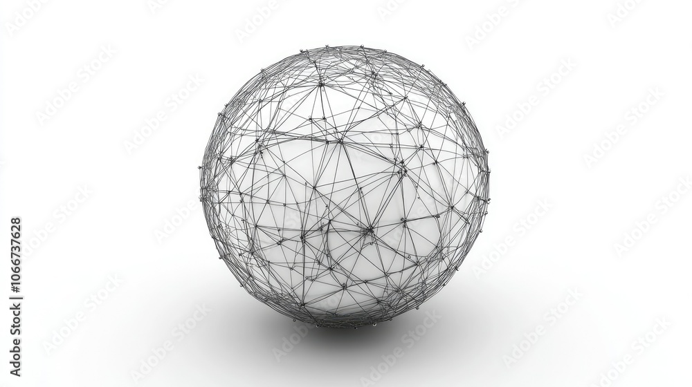 Poster abstract sphere with network connections in 3d