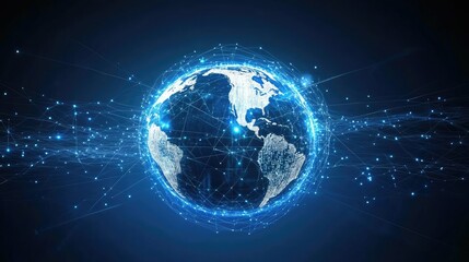 Fototapeta premium Digital Globe with Pulsing Connections and Bright Lights