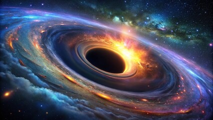 Obraz premium Surreal Black Hole in the Milky Way Galaxy with Transparent Background, Cosmic Phenomena, Stellar Objects, Space Exploration, Astronomical Wonders, Dark Matter, Universe Mysteries, Galaxy Art