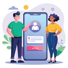 digital illustration featuring two people standing