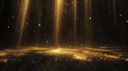 Golden Light Rays and Glittering Particles Effect
