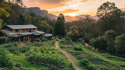 Eco-Friendly Sustainable Farm in Serene Landscape