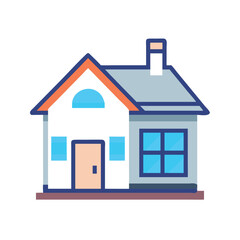 Stylized line art illustration of a house, Simple Colorful House Icon Illustration, perfect for real estate or home concepts.