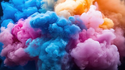 Obraz premium Abstract clouds of colored powder in air, dynamic movement, bold colors