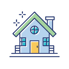Stylized line art illustration of a house, Simple Colorful House Icon Illustration, perfect for real estate or home concepts.