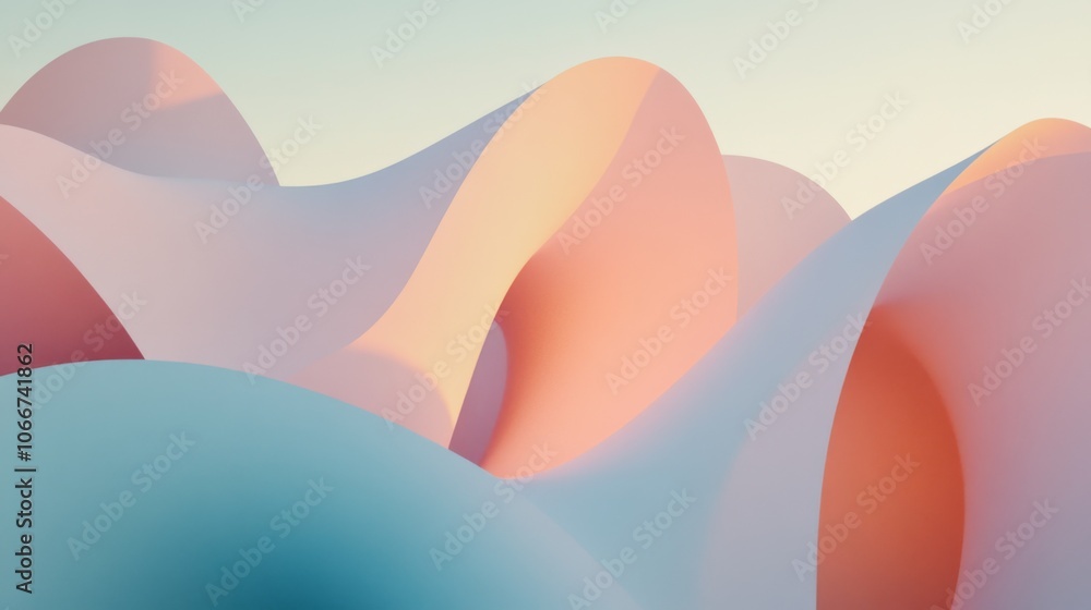Aufkleber abstract waves of colorful soft curves