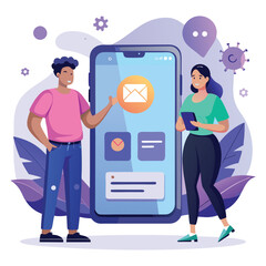 digital illustration featuring two people standing