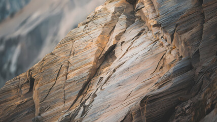 Close-up of layered rock formations showcasing intricate natural textures and colors, highlighted by soft lighting, emphasizing the beauty of geological processes in nature.
