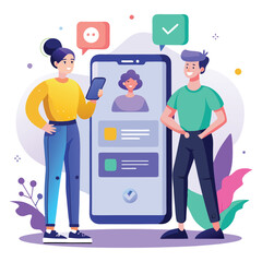 digital illustration featuring two people standing