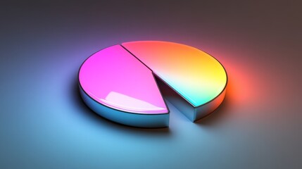 Colorful 3D Pie Chart with Soft Shadows and Gradient Effect