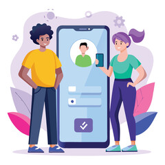 digital illustration featuring two people standing