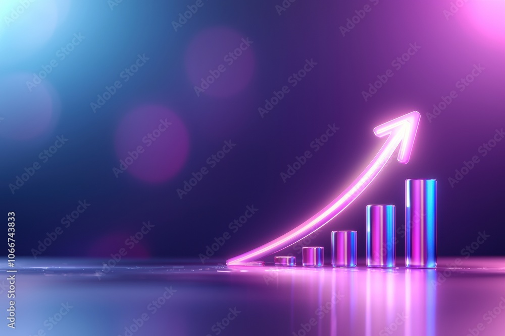 Poster visualize upward trending growth with a vibrant bar chart arrow for high fidelity data representatio