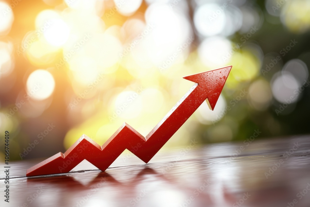 Poster visualize growth with an upward trending bar chart featuring an arrow on a clean background